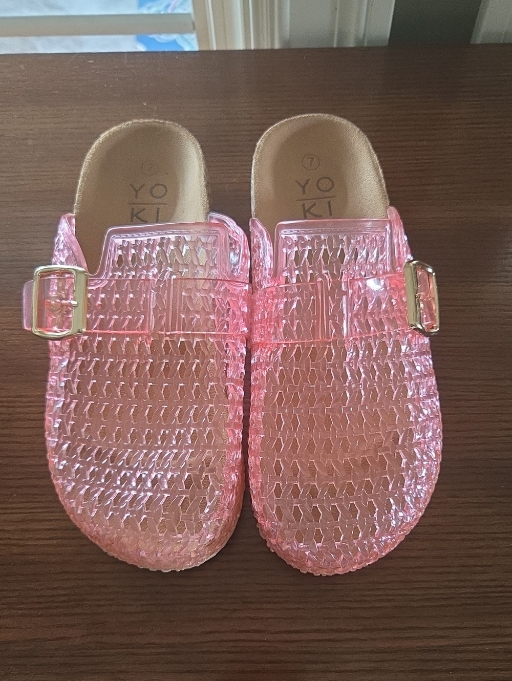 Pink Jelly Buckle Slip-On Sandals for Kids
